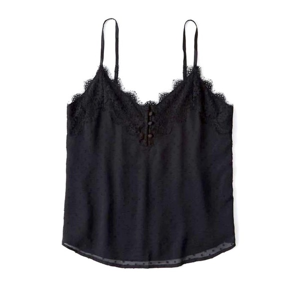 Abercrombie Black Lace-Trim Clipdot Camisole - Picture 1 of 8